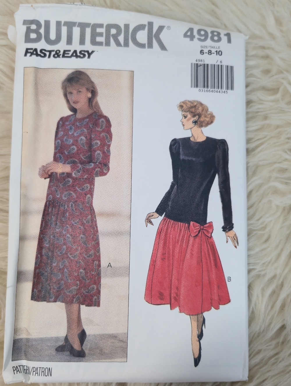 Butterick Vintage Easy Dress Sewing Pattern 4981